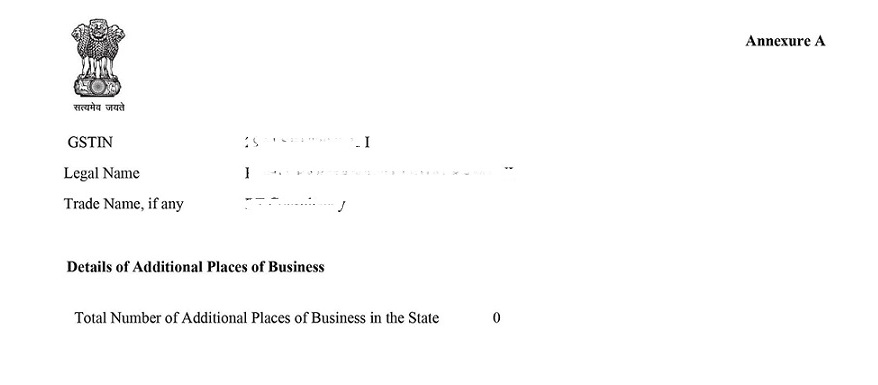 Annexure A GST registration