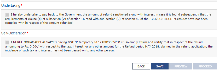 gst refund self declaration