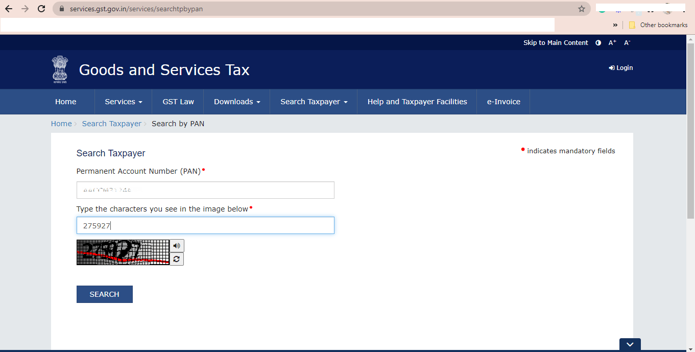 GST number search tool