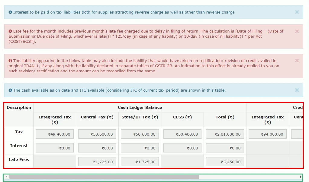 cash ledger balance