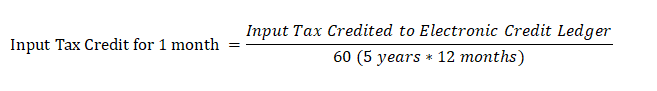 input tax credit for 1 month