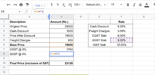 excel sheet gst