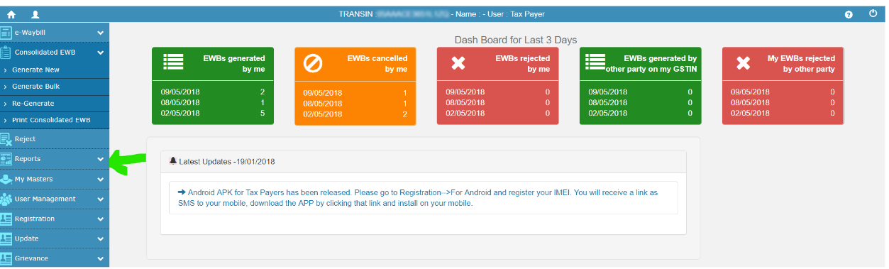 e-way bill generated reports