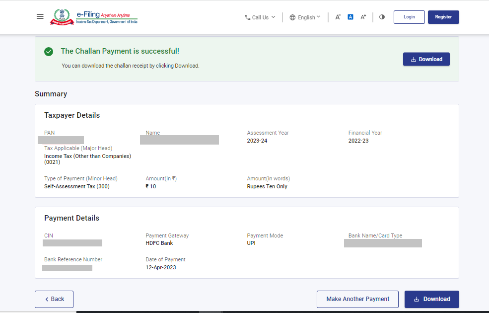 CONFIRMATION MESSAGE