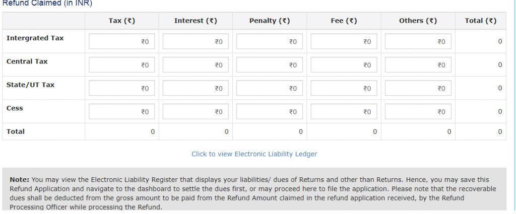 gst refund claimed total