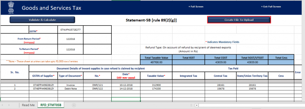 gst refund refund by the recipient of deemed exports