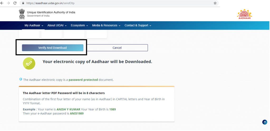 e-aadhaar card download